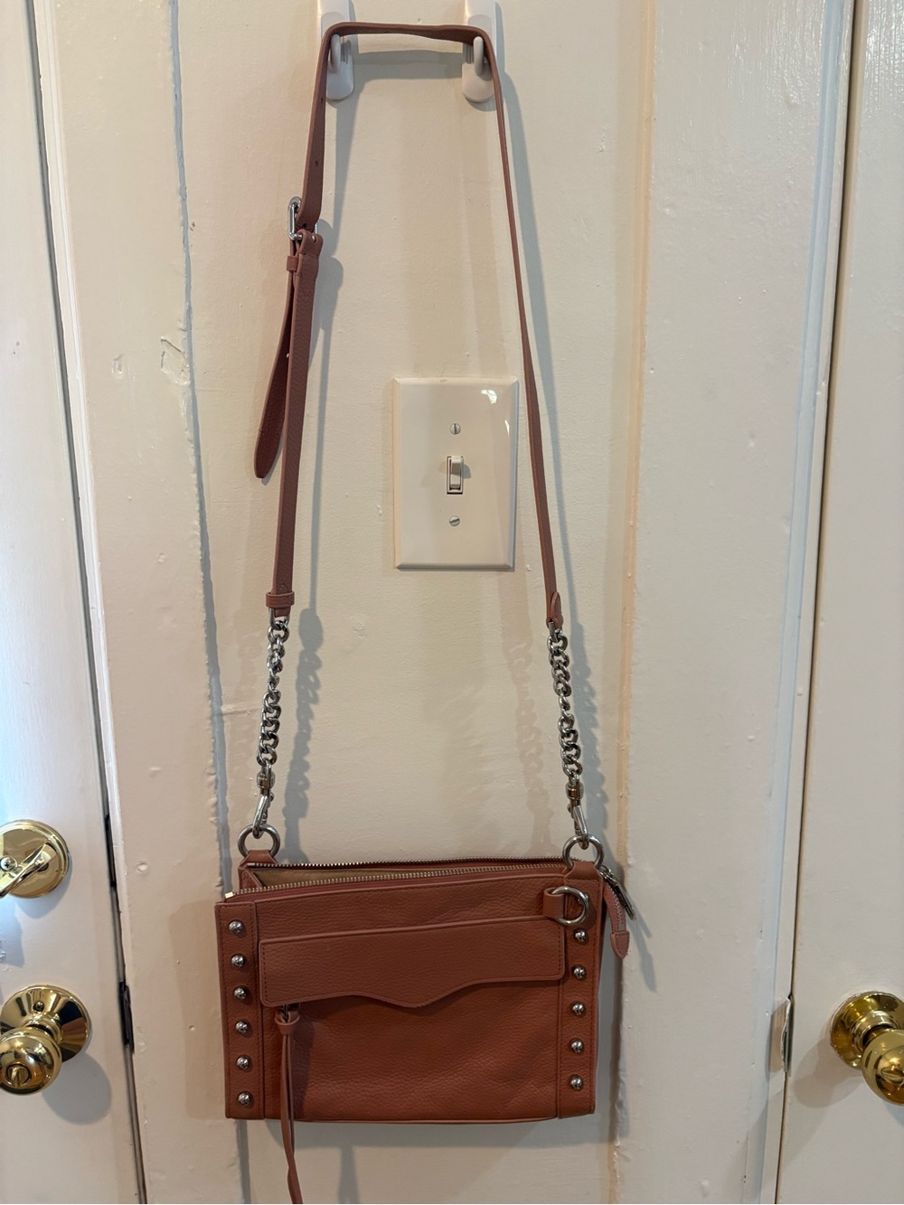 Faux Leather Crossbody Bag in Dusty Rose by